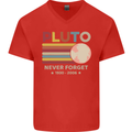 Pluto Never Forget Space Astronomy Planet Mens V-Neck Cotton T-Shirt Red
