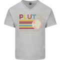 Pluto Never Forget Space Astronomy Planet Mens V-Neck Cotton T-Shirt Sports Grey