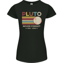 Pluto Never Forget Space Astronomy Planet Womens Petite Cut T-Shirt Black
