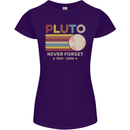Pluto Never Forget Space Astronomy Planet Womens Petite Cut T-Shirt Purple