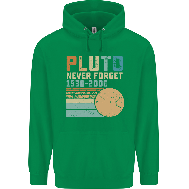 Pluto Never Forget Space Planet Astronomy Childrens Kids Hoodie Irish Green