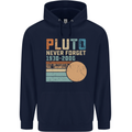 Pluto Never Forget Space Planet Astronomy Childrens Kids Hoodie Navy Blue