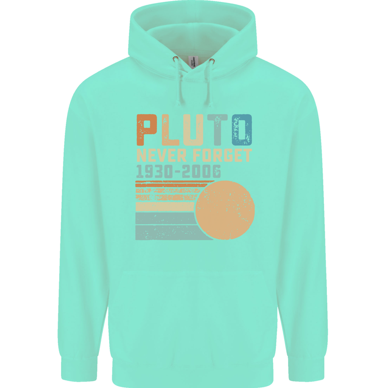 Pluto Never Forget Space Planet Astronomy Childrens Kids Hoodie Peppermint