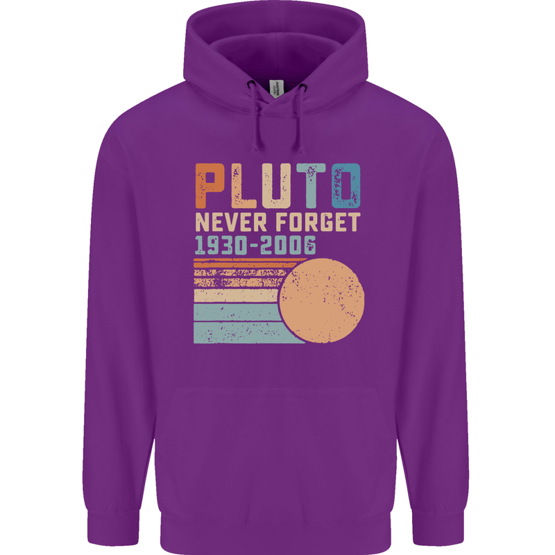 Pluto Never Forget Space Planet Astronomy Childrens Kids Hoodie Purple