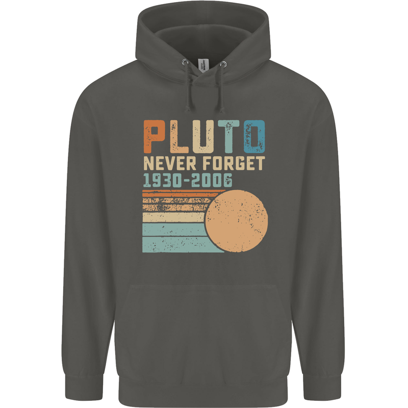 Pluto Never Forget Space Planet Astronomy Childrens Kids Hoodie Storm Grey