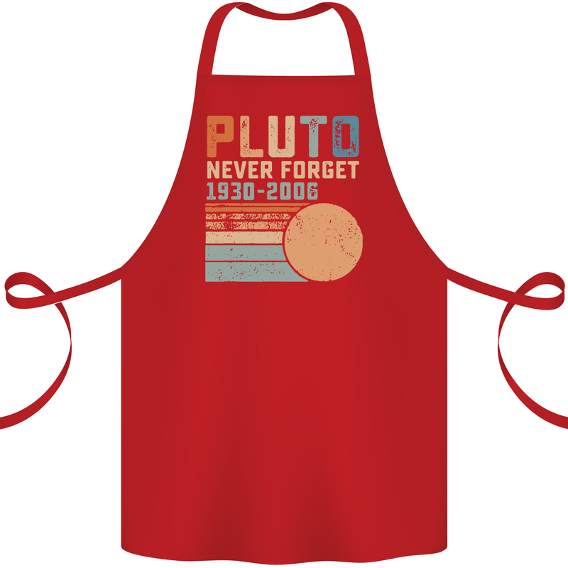 Pluto Never Forget Space Planet Astronomy Cotton Apron 100% Organic Red