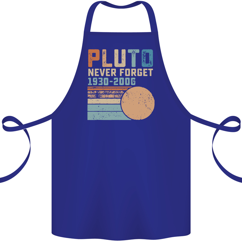 Pluto Never Forget Space Planet Astronomy Cotton Apron 100% Organic Royal Blue