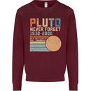 Pluto Never Forget Space Planet Astronomy Kids Sweatshirt Jumper Maroon