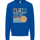 Pluto Never Forget Space Planet Astronomy Kids Sweatshirt Jumper Royal Blue