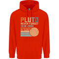 Pluto Never Forget Space Planet Astronomy Mens 80% Cotton Hoodie Bright Red