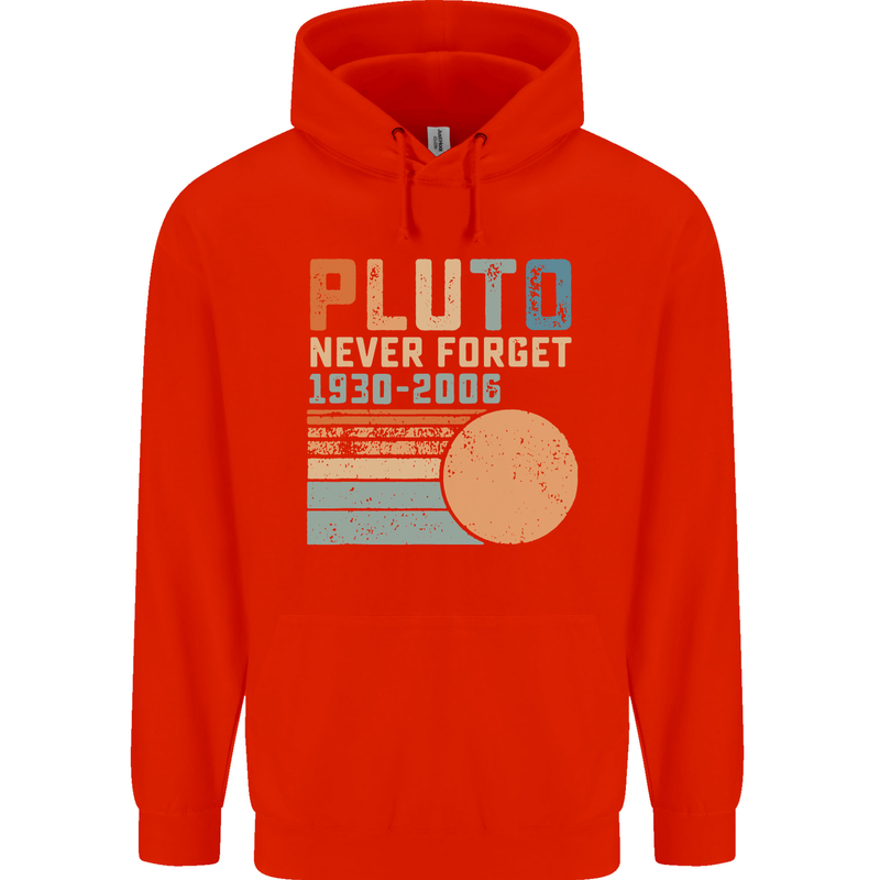 Pluto Never Forget Space Planet Astronomy Mens 80% Cotton Hoodie Bright Red