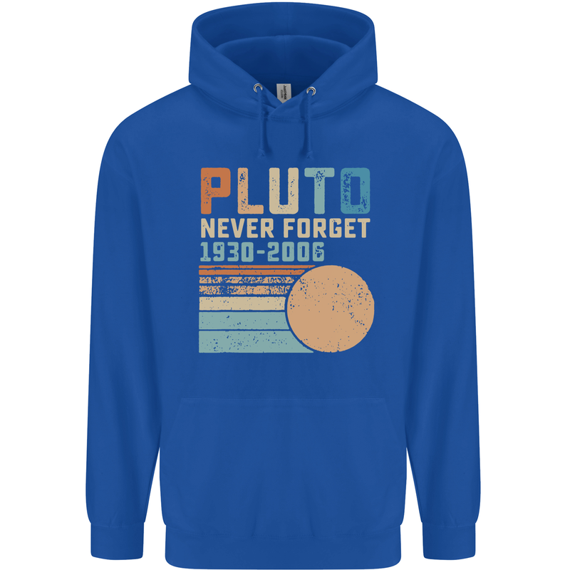 Pluto Never Forget Space Planet Astronomy Mens 80% Cotton Hoodie Royal Blue