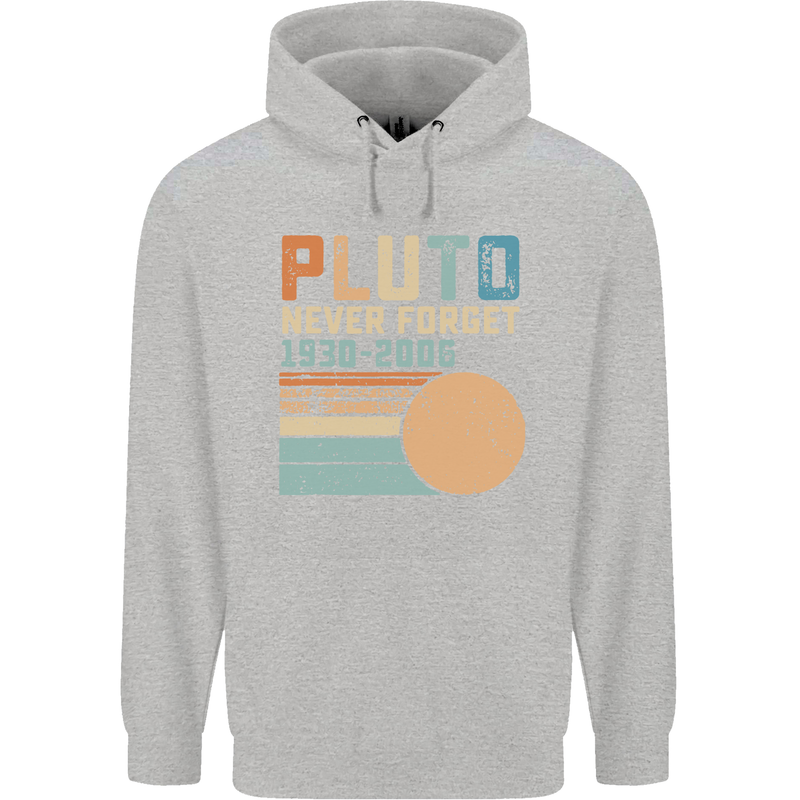 Pluto Never Forget Space Planet Astronomy Mens 80% Cotton Hoodie Sports Grey