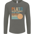 Pluto Never Forget Space Planet Astronomy Mens Long Sleeve T-Shirt Charcoal