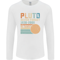 Pluto Never Forget Space Planet Astronomy Mens Long Sleeve T-Shirt White