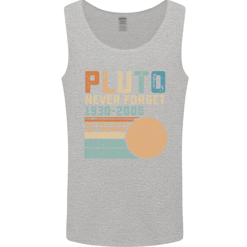 Pluto Never Forget Space Planet Astronomy Mens Vest Tank Top Sports Grey