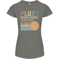 Pluto Never Forget Space Planet Astronomy Womens Petite Cut T-Shirt Charcoal
