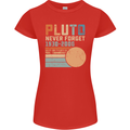 Pluto Never Forget Space Planet Astronomy Womens Petite Cut T-Shirt Red