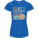 Pluto Never Forget Space Planet Astronomy Womens Petite Cut T-Shirt Royal Blue