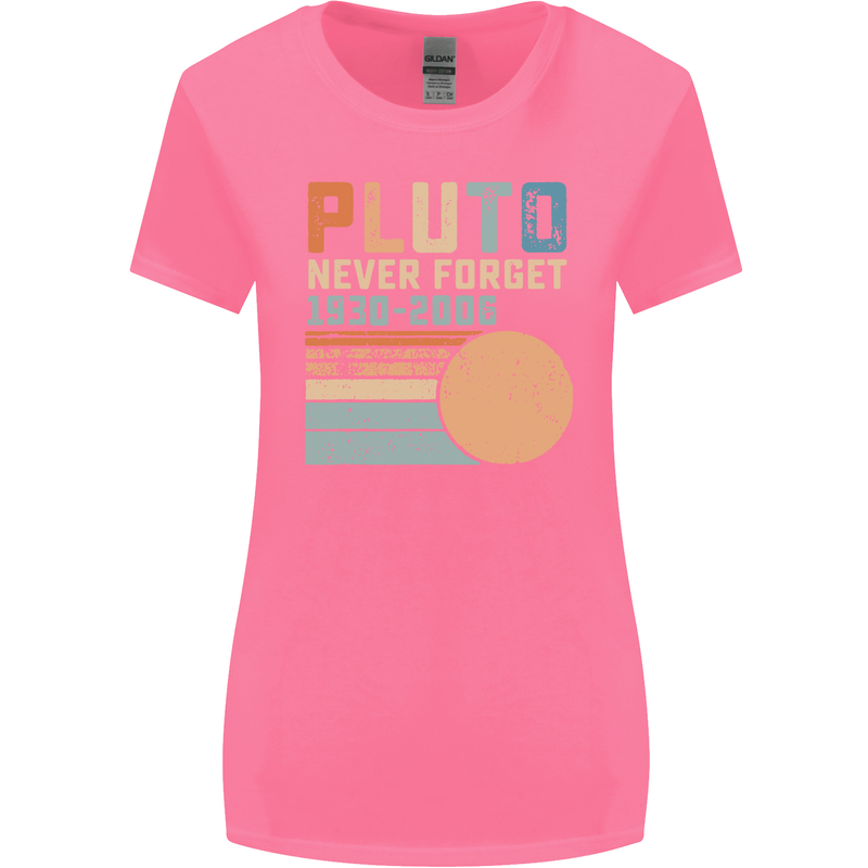 Pluto Never Forget Space Planet Astronomy Womens Wider Cut T-Shirt Azalea