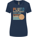 Pluto Never Forget Space Planet Astronomy Womens Wider Cut T-Shirt Navy Blue