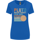 Pluto Never Forget Space Planet Astronomy Womens Wider Cut T-Shirt Royal Blue