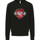 Poland Flag Gym Ripped Torn Polish Polska Kids Sweatshirt Jumper Black