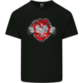 Poland Flag Gym Ripped Torn Polish Polska Kids T-Shirt Childrens Black