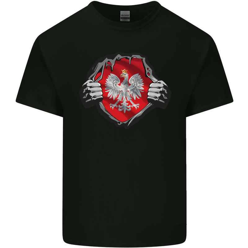 Poland Flag Gym Ripped Torn Polish Polska Kids T-Shirt Childrens Black