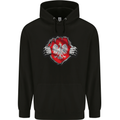 Poland Flag Gym Ripped Torn Polish Polska Mens 80% Cotton Hoodie Black