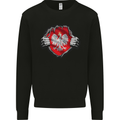 Poland Flag Gym Ripped Torn Polish Polska Mens Sweatshirt Jumper Black