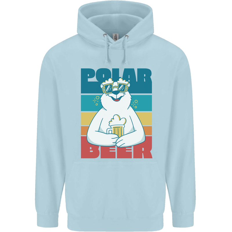 Polar Beer Funny Bear Alcohol Play on Words Childrens Kids Hoodie Light Blue