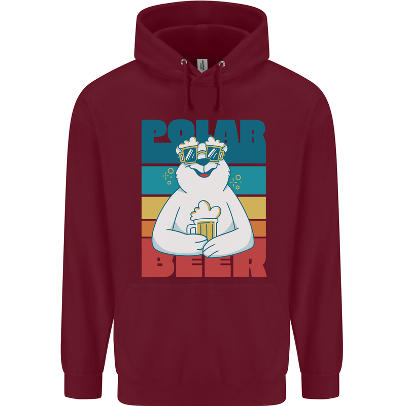 Polar Beer Funny Bear Alcohol Play on Words Childrens Kids Hoodie Maroon