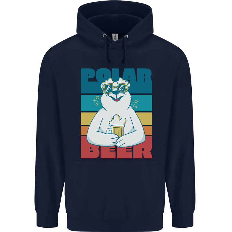 Polar Beer Funny Bear Alcohol Play on Words Childrens Kids Hoodie Navy Blue