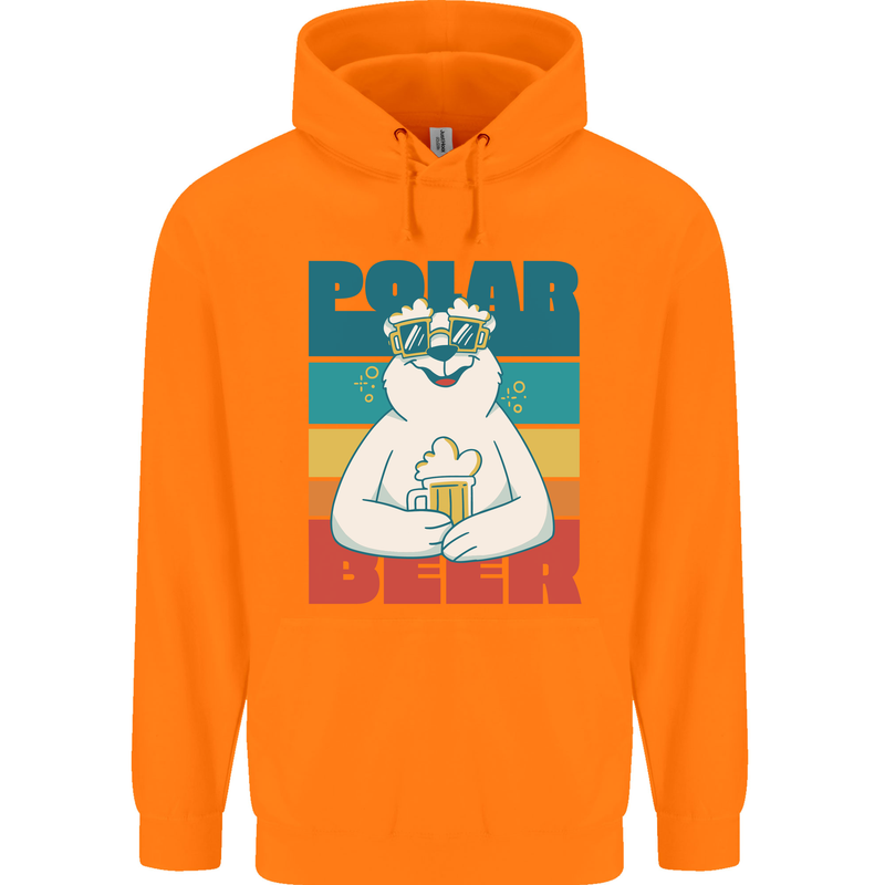 Polar Beer Funny Bear Alcohol Play on Words Childrens Kids Hoodie Orange