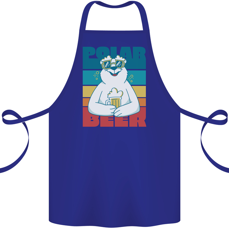 Polar Beer Funny Bear Alcohol Play on Words Cotton Apron 100% Organic Royal Blue