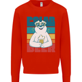 Polar Beer Funny Bear Alcohol Play on Words Kids Sweatshirt Jumper Bright Red