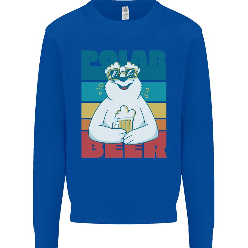 Polar Beer Funny Bear Alcohol Play on Words Kids Sweatshirt Jumper Royal Blue