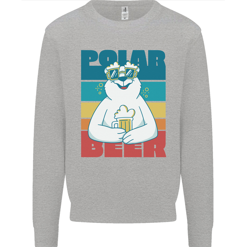 Polar Beer Funny Bear Alcohol Play on Words Kids Sweatshirt Jumper Sports Grey