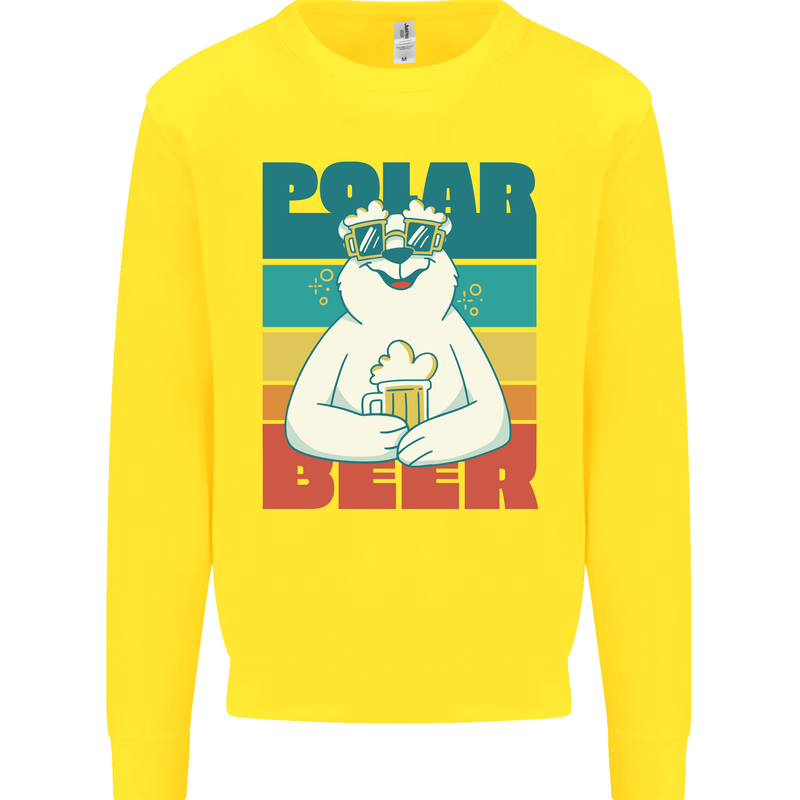 Polar Beer Funny Bear Alcohol Play on Words Kids Sweatshirt Jumper Yellow
