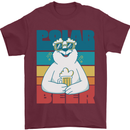 Polar Beer Funny Bear Alcohol Play on Words Mens T-Shirt 100% Cotton Maroon