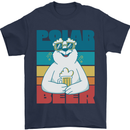 Polar Beer Funny Bear Alcohol Play on Words Mens T-Shirt 100% Cotton Navy Blue