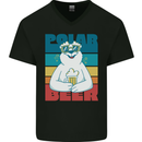 Polar Beer Funny Bear Alcohol Play on Words Mens V-Neck Cotton T-Shirt Black