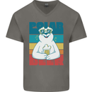 Polar Beer Funny Bear Alcohol Play on Words Mens V-Neck Cotton T-Shirt Charcoal