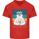 Polar Beer Funny Bear Alcohol Play on Words Mens V-Neck Cotton T-Shirt Red