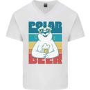 Polar Beer Funny Bear Alcohol Play on Words Mens V-Neck Cotton T-Shirt White