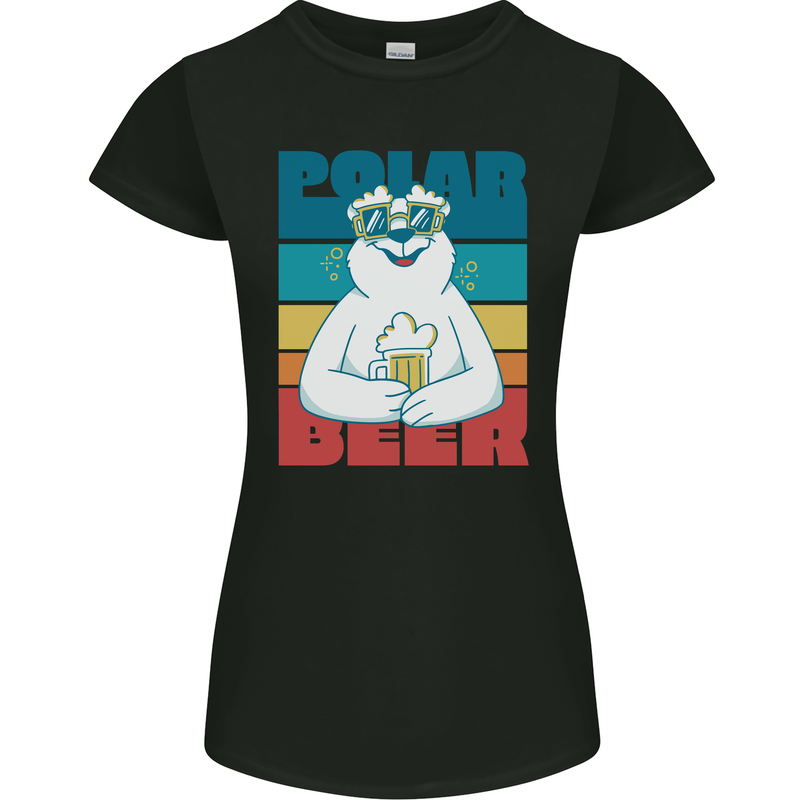 Polar Beer Funny Bear Alcohol Play on Words Womens Petite Cut T-Shirt Black