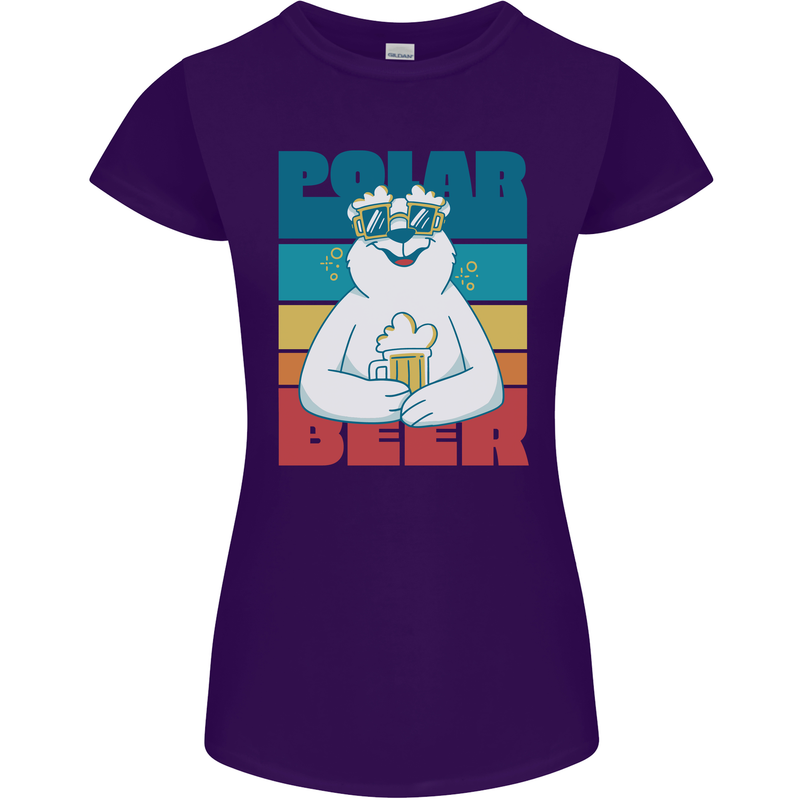 Polar Beer Funny Bear Alcohol Play on Words Womens Petite Cut T-Shirt Purple