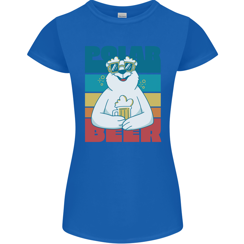 Polar Beer Funny Bear Alcohol Play on Words Womens Petite Cut T-Shirt Royal Blue