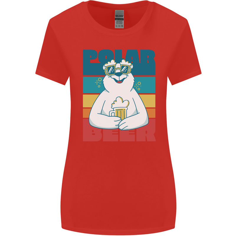 Polar Beer Funny Bear Alcohol Play on Words Womens Wider Cut T-Shirt Red